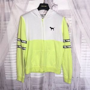 Pink yellow neon and white hoodie sweater